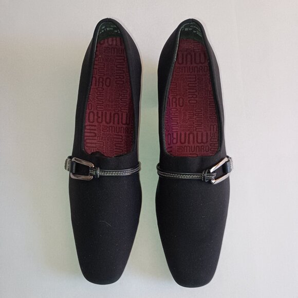 Munro Cindi Black Fabric Dress Work Block Heel Round Toe Shoes Women’s Size 8N - Picture 2 of 10